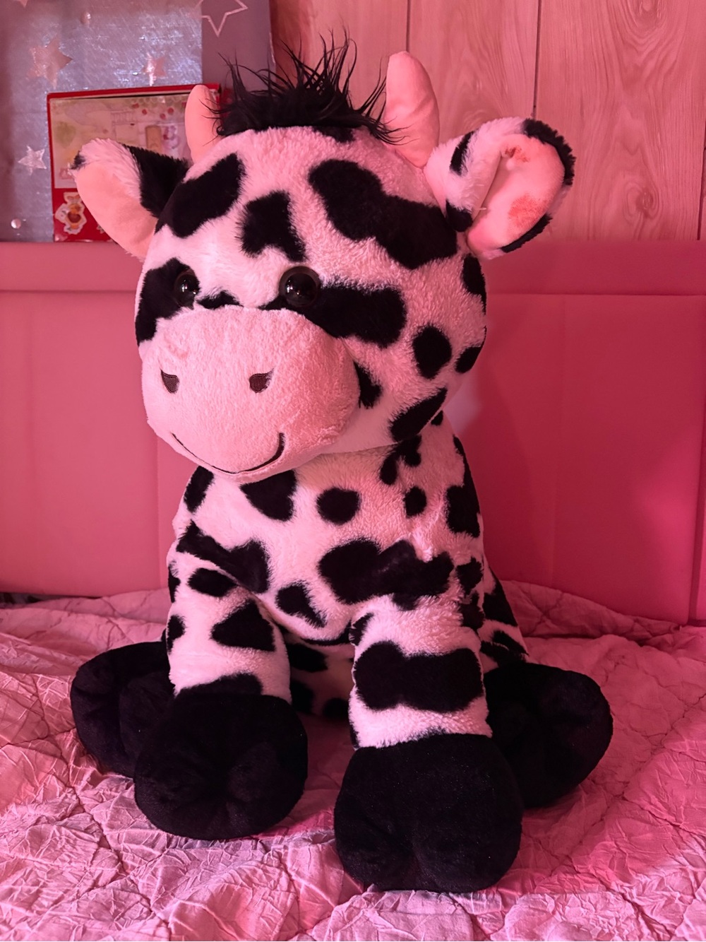 Plush Cow Stuffed Animal Toy - Black and White
